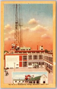 The W.O.C. Broadcasting Station Davenport Iowa IA Shipping & Checking Postcard