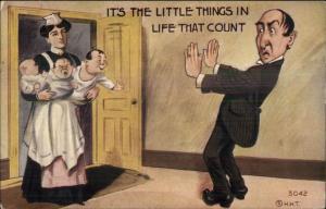 Tammen Comic - Father Wants Nothing to do w/ Triplet Babies - Nurse c1910 PC