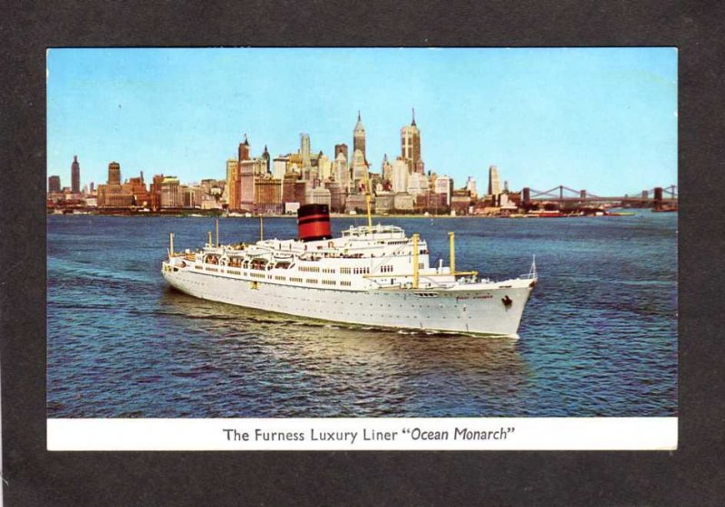 Bermuda SS Ocean Monarch Furness Cruise Liner Ship Postcard New York City NY