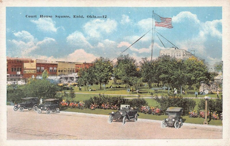 Court House Square, Enid, Oklahoma, Early Postcard, Unused
