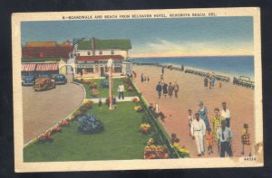 REHOBOTH BEACH DELAWRE BELHAVEN HOTEL BOARDWALK VINTAGE POSTCARD