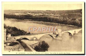 Old Postcard Avignon Pont St Benezet View socket Jardin des Doms