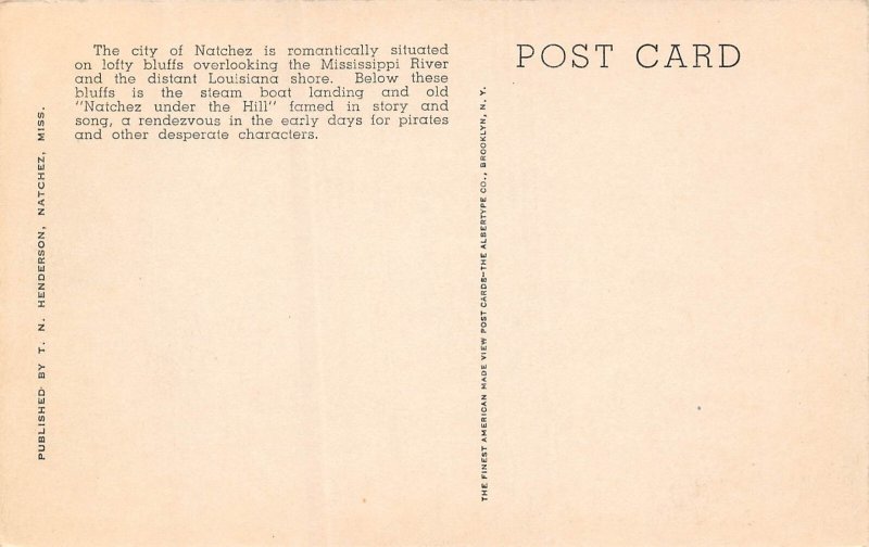 Natchez Mississippi Mississippi River & Natchez Under The Hill, From Bluffs,PC U