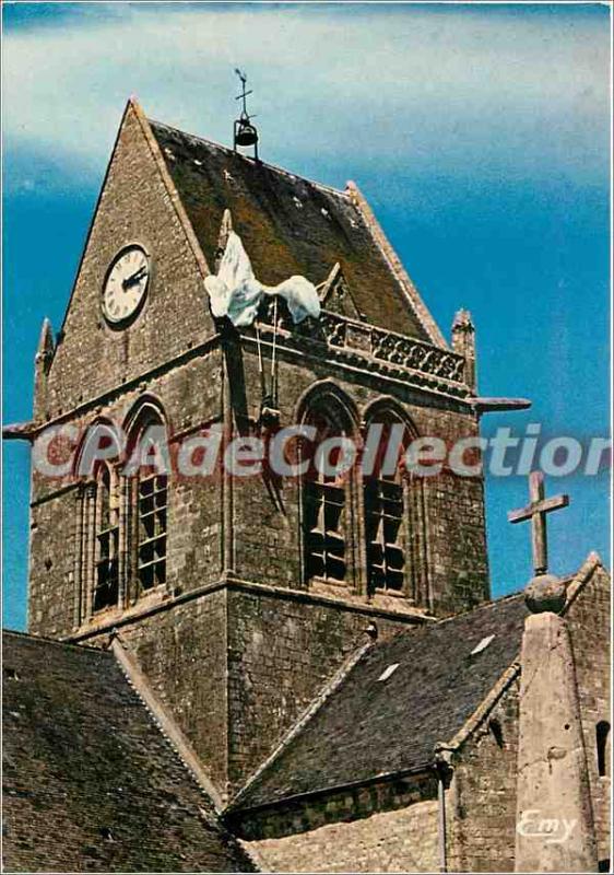 Modern Postcard Sainte Mere Eglise (Manche) The church (XIII century) and the...