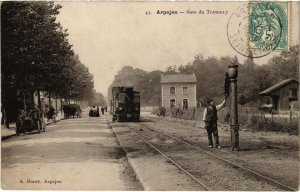 CPA AK ARPAJON gare du Tramway TRAM VAPEUR (977250)