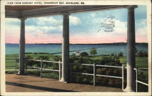 Rockland Maine ME Penobscot Bay Samoset Hotel Porch View Vintage Postcard