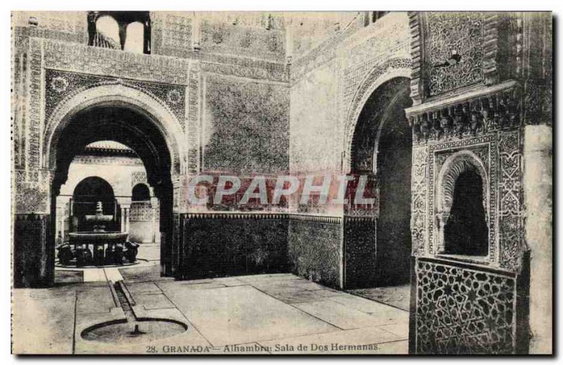 Old Postcard Granada Alhambra Sala de Dos Hermanas