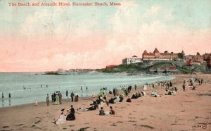 Vintage Postcard 1911 Beach and Atlantic Hotel Nantasket Beach Massachusetts MA