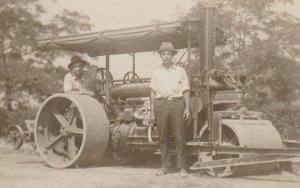 rppc c1915 STEAM ROLLER Tractor Engine ROAD CREW Construction OCCUPATION