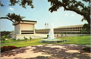 Postcard TX - U of TX Austin LBJ Library and Sid Richardson Hall