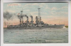 1912 Postcard - U.S.S. Kansas - Warship