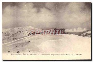 Postcard Old Superbagneres The Winter Snow Field and New Hotel