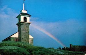 NH - Isles of Shoals, Star Island. Stone Chapel and Rainbow