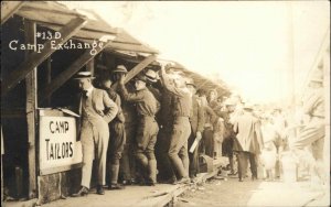 US Military Camp Exchange CAMP TAILOR Shop Men in Line Plattsburgh? RPPC