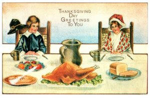 Thanksgiving  , Pilgrims at diner table