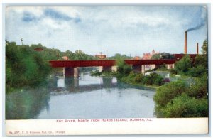 c1905 Fox River North From Hurds Island Aurora Illinois IL Unposted Postcard