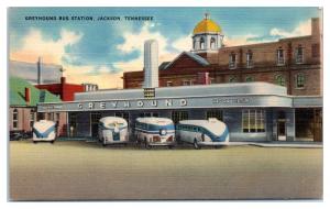 Mid-1900s Greyhound Bus Station, Jackson, TN Postcard