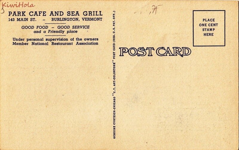 Postcard Park Cafe and Sea Grill Burlington VT