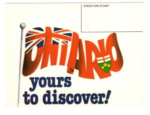 Ontario, Yours to Discover, Flag and Shield,  1984 Addressed to Travel Ontario