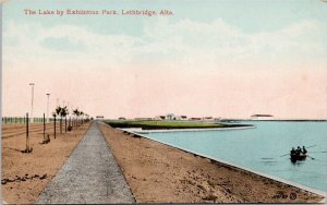 Lethbridge Alberta Lake by Exhibition Park AB Alta Boat Unused Postcard H45