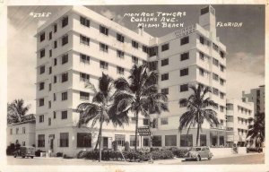 RPPC MONROE TOWERS COLLINS AVE MIAMI BEACH FLORIDA REAL PHOTO POSTCARD 1944