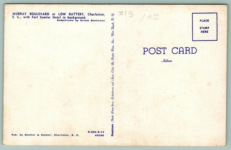 Charleston South Carolina~Murray Boulevard~Low Battery~1940s Cars on Street~1950