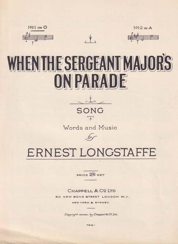 When The Sergeant Majors On Parade Ernest Longstaff Olde Sheet Music