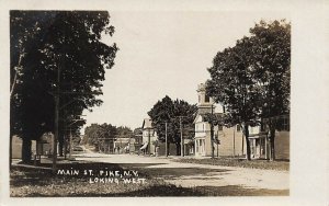 Pike NY Main Street Looking West Storefronts Real Photo Postcard