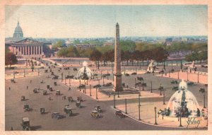 Vintage Postcard 1920's La Place de La Concorde Major Public Square Paris France