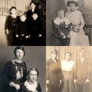 x4 LOT c1910s Young Children Siblings RPPC Group Kids Boy Girls Real Photo A176