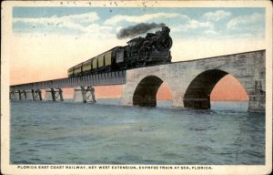 Key West Florida FL FEC RR Train Florida East Coast Railway 1900s-20s Postcard
