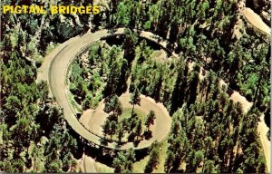 Pigtail Bridges Black Hills South Dakota SD Aerial View Tunnel VTG Postcard UNP 