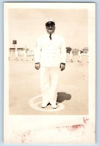 WWII Postcard RPPC Photo US Navy Camp Water Tower Scene c1940's Vintage