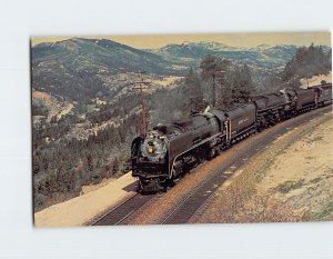 Postcard Union Pacific Railroad's Locomotives #8444 & 3985, Emigrant Gap, CA