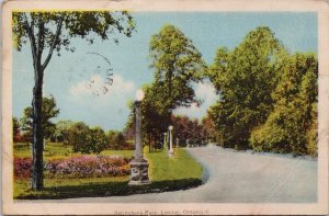 Springbank Park London Ontario c1944 Uren SASK Cancel Postcard H53 *as is