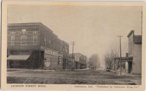 Indiana In Postcard c1910 GALVESTON Jackson St STORES Drug Co Pub.