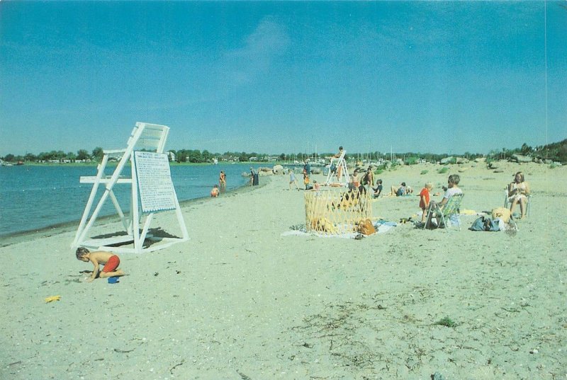 Clinton, CT Connecticut  TOWN BEACH  Lifeguard Chair~Sunbathers  4X6 Postcard