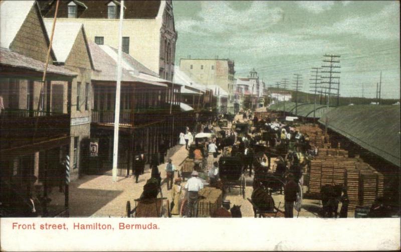 Bermuda Front Street in Hamilton c1910 Postcard