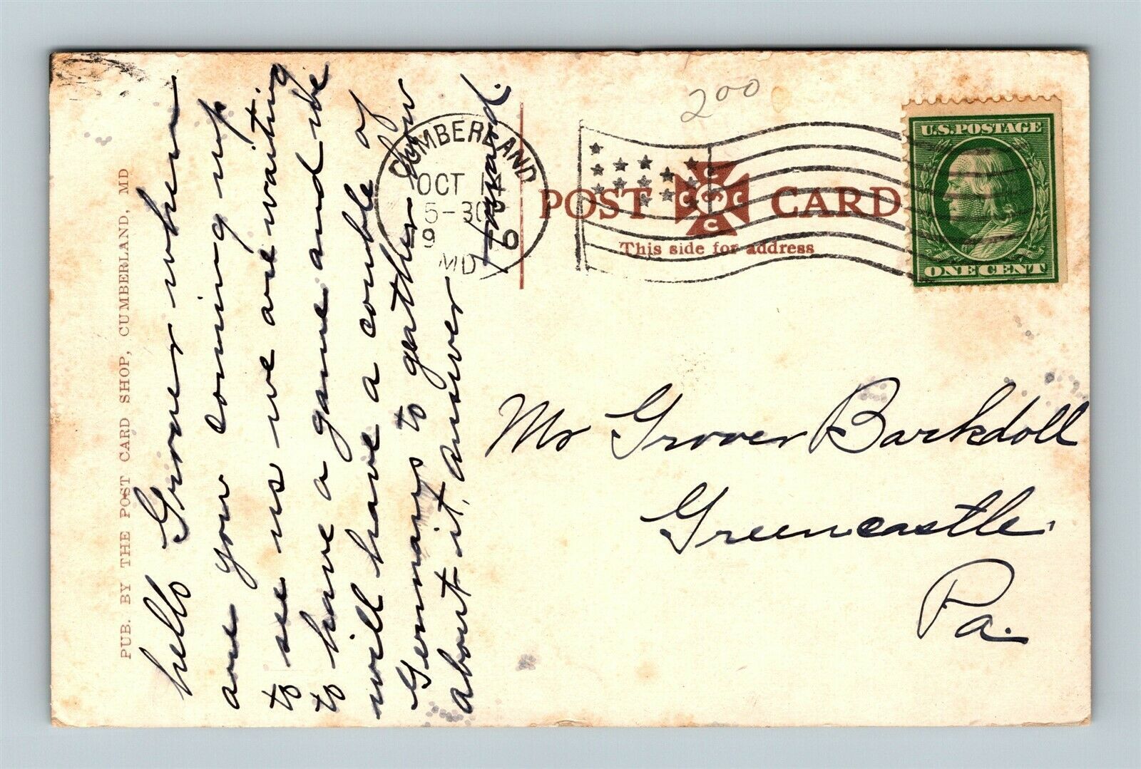 Postcard MD Cumberland Maryland The Haunted House on Old Braddock Pike