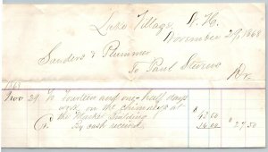 1868  Lake Village  Sanders & Plummer  Receipt