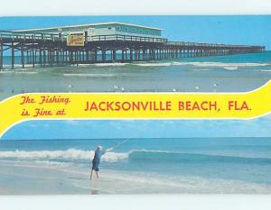 Pre-1980 TWO BEACH SCENES ON ONE POSTCARD Jacksonville Beach Florida FL G5781