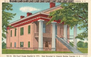 Vintage Postcard Old Court House Masonic Bodies Camden SC South Carolina