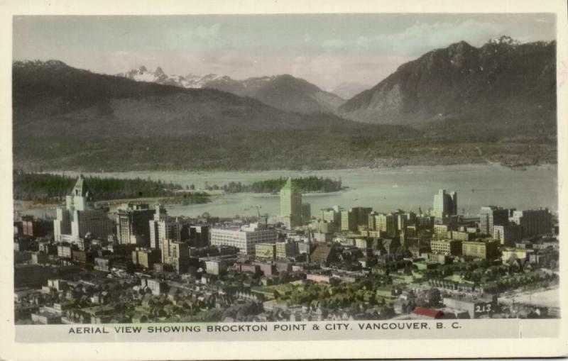 canada, VANCOUVER, B.C., Aerial View showing Brockton Point and City (1950s)