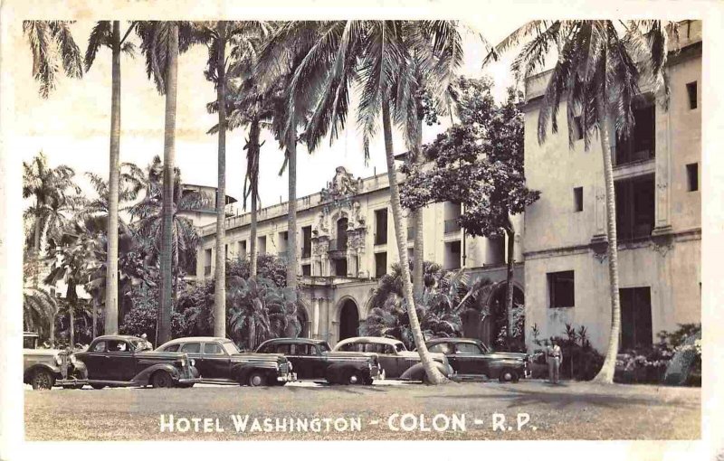 Washington Hotel Colon Panama 1953 RPPC Real Photo postcard