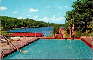 Vtg Rogers Arkansas AR Lakeside Pool at Lake Atalanta 1950s Chrome View Postcard