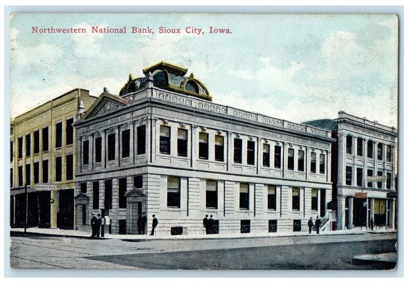 1914 Northwestern National Bank Building Sioux City Iowa IA Antique Postcard