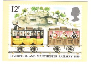 Liverpool and Machester Railway, 12p Stamp on Postcard, Train