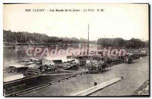 Old Postcard Clichy Les Bords De Seine Port
