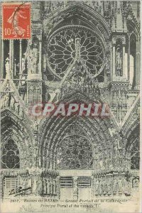 Old Postcard Reims Ruins Ghent portal of the Cathedral