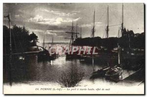 Old Postcard Pornic Port Maree Haute effect Night Boat